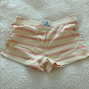 PARKE Women's Cream and Pink Striped Shorts